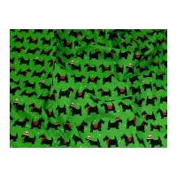 Christmas Scottie Dog Print Polycotton Dress Fabric Green