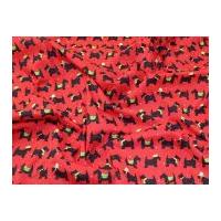 Christmas Scottie Dog Print Polycotton Dress Fabric Red