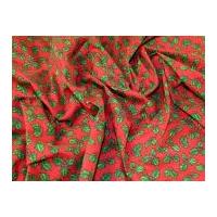 Christmas Holly Print Polycotton Dress Fabric Red