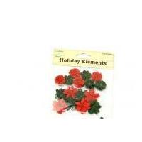 Christmas Paper Craft Flowers & Leaves Red & Green