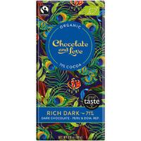 chocolate love organic fairtrade rich 71 dark chocolate bar 80g