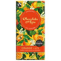 chocolate love organic fairtrade orange 65 dark chocolate bar 80g