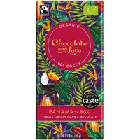 chocolate love organic fairtrade panama 80 dark chocolate bar 80g