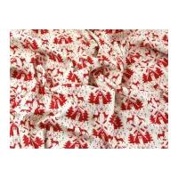 Christmas Contemporary Canvas Collection Linen Look Fabric Red on Natural Seeded