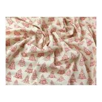 Christmas Contemporary Canvas Collection Linen Look Fabric Red on Natural Seeded