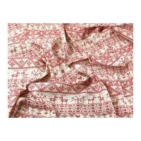 Christmas Contemporary Canvas Collection Linen Look Fabric Red on Natural Seeded