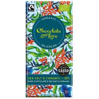 Chocolate & Love Organic & Fairtrade Sea Salt & Caramel 55% Dark Chocolate Bar - 80g