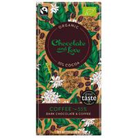 chocolate love organic fairtrade coffee 55 dark chocolate bar 80g