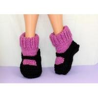 Childrens Superfast Rib Cuff Sock Slipper by MadMonkeyKnits (1033) - Digital Version