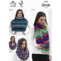 Chevron Scarf, Shoulder Wraps, Cowl and Slouchy Hat in King Cole Ultimate Super Chunky (4122)