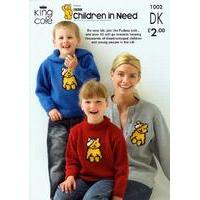 Children in Need Pudsey Bear Sweaters and Cardigan Knitted in King Cole DK (1002)