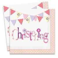 Christening Pink Bunting Party Napkins