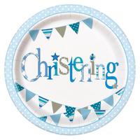 Christening Blue Bunting Party Plates