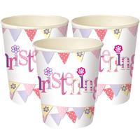 Christening Pink Bunting Party Cups