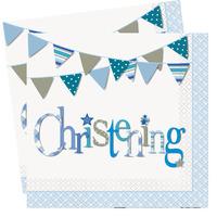Christening Blue Bunting Party Napkins