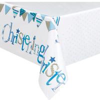 Christening Blue Bunting Plastic Table Cover