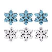 Christmas Whisper Painted Snowflake Wooden Toppers 6 Pack