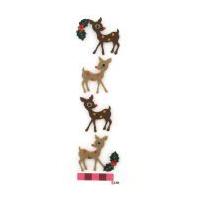 Christmas Reindeer and Holly Felt Toppers 6 Pieces