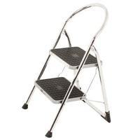 Chrome High Back Folding 2 Tread Step Stool 321677