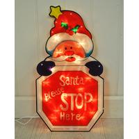 Christmas Xmas Light Up Sign Decorations Santa Please Stop Here by Kingfisher