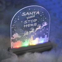 Christmas Xmas LED Illuminated Sign Santa Please Stop Here by Kingfisher