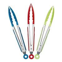 Chef Aid Food Tongs, Red/green/blue