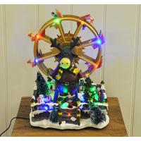 Christmas Ferris Wheel Fair Ground Scene Decoration with Sound, LED & Fibre Optic Lights by Kingfisher
