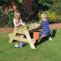 Childrens Outdoor Play Wooden Picnic Table with Sand Pit