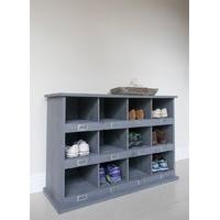 chedworth twelve cubby shoe locker in charcoal by garden trading