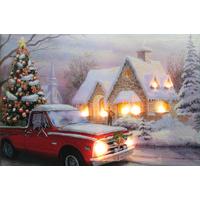 Christmas LED Canvas Picture Scene Truck with Tree Pre Lit Decoration
