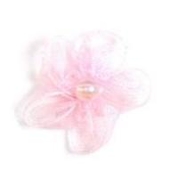 Chiffon Ribbon Flower With Pearl Pale Pink