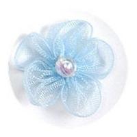 Chiffon Ribbon Flower With Pearl Light Blue