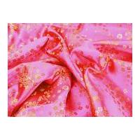 Chinese Satin Blossom Brocade Dress Fabric Cerise Pink