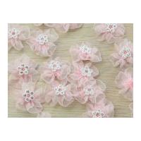 Chiffon Flowers with Diamante Pale Pink