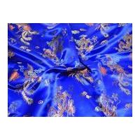 Chinese Satin Dragon Brocade Dress Fabric Royal Blue