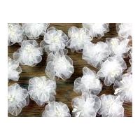 Chiffon Flowers with Stamens White