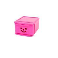 Children\'s Smiley Pink 12L Plastic Stackable Drawer