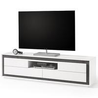 Chelsea Modern TV Stand In White With Concrete Inserts
