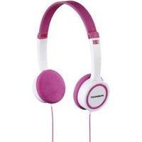 Children Headphone Thomson HED1105P On-ear Volume limiter, Light-weight headband White, Pink