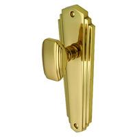 Charlston Door Handle Pair Charlston Mortice Knob on Latch Plate polished brass