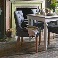 Charcoal Upholstered Button Back Chair