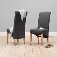 Charcoal Linen Rollback Dining Chair