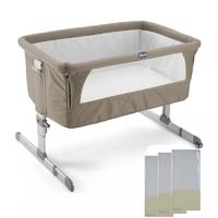 chicco next2me crib dove grey new free 3 fitted sheets worth 30