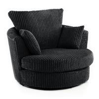 chicago jumbo cord swivel chair black