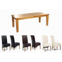 Chiltern Grand Oak Ext. Table 2200-2700mm + 8 or 10 Rollback Chairs - Multiple Colours (Table & 10 Black Chairs)