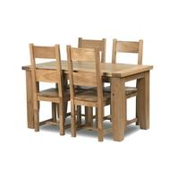 Chiltern Grand Oak Ext. Table 1400-1800mm & 4 or 6 Chairs - Timber or Faux Leather Seats (Table & 4 Faux Leather Chairs)