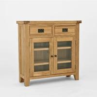 chiltern oak small sideboardbookcase with glass doors
