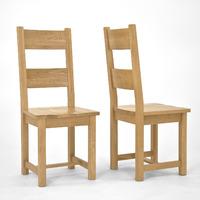 chiltern grand oak dining chair with timber seat pair