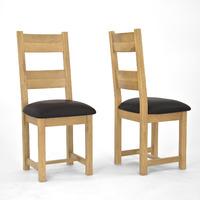 Chiltern Grand Oak Dining Chair with Faux Leather Seat - Pair