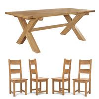 Chiltern Grand Fixed Cross Leg Table 2100mm + Set of 8 Dining Chairs (multiple styles) (Timber seats)